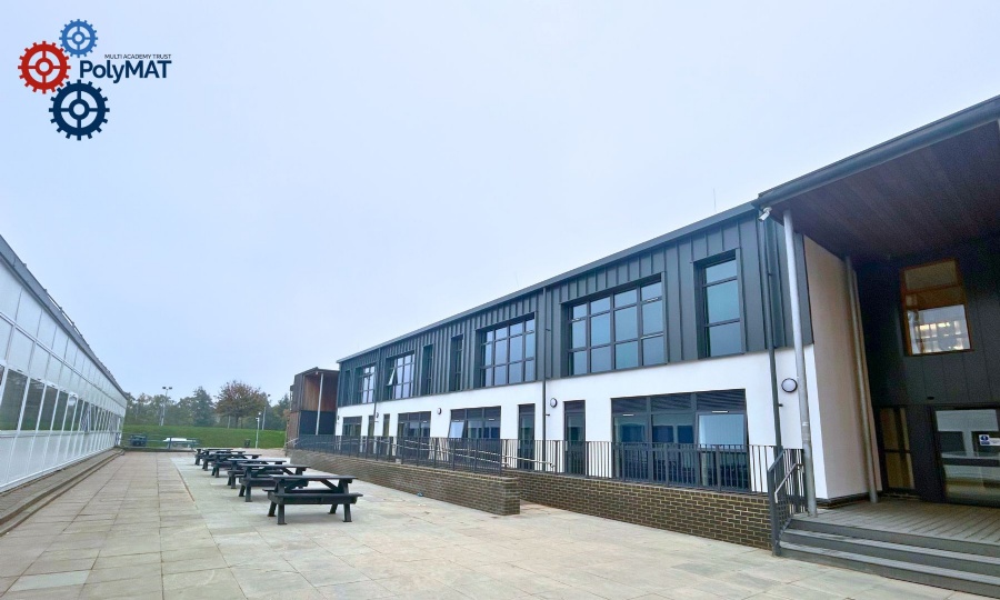 landscape shot of the brand new post 16 building at woolwich polytechnic school for boys